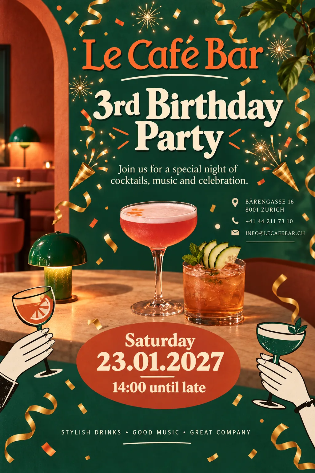 Le Café Bar 3rd Birthday Party poster